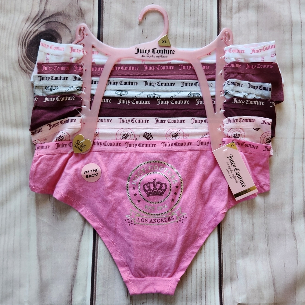 NWT Juicy Couture Underwear Set Cotton Brief 6 Pack Red Pink, Women's Size XL